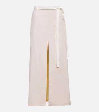 SIR , Rok Maxi Campuran Linen Mid-Rise Dune