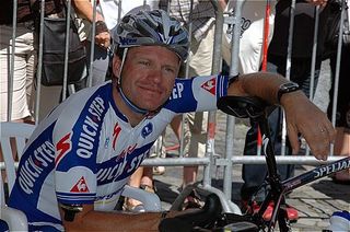 Steven De Jongh (Quick Step) is happy still but that may be due to the fact he hasn't started yet.
