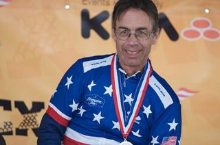 Newly crowned national champion Gary Thacker (Chipotle/Titus) models his new jersey at Cyclo-cross Nationals in Kansas