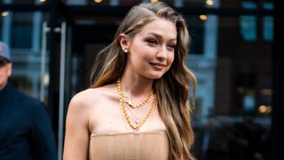new york, new york august 26 gigi hadid is seen wearing tom ford in noho on august 26, 2019 in new york city photo by gothamgc images