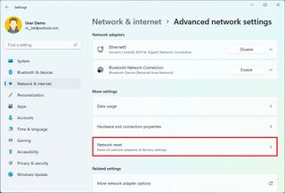 Open network reset settings fix version 22H2 installation