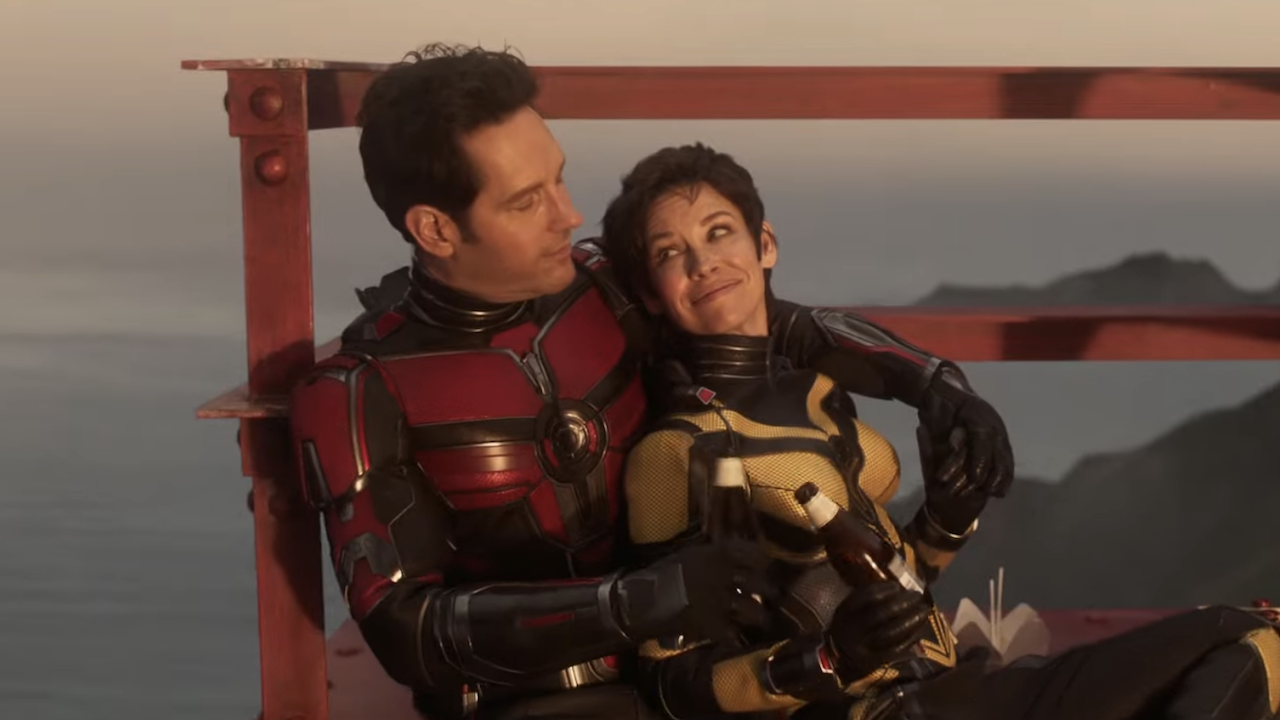 Ant-Man and The Wasp smiling in costume