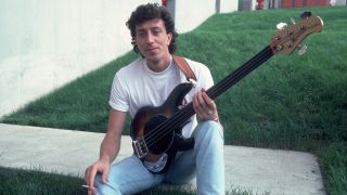 Portrait of Welsh bassist Pino Palladino at the Poplar Creek Music Theater in Hoffman Estates, Illinois, August 27, 1985.