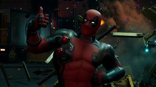 Deadpool giving thumbs up 