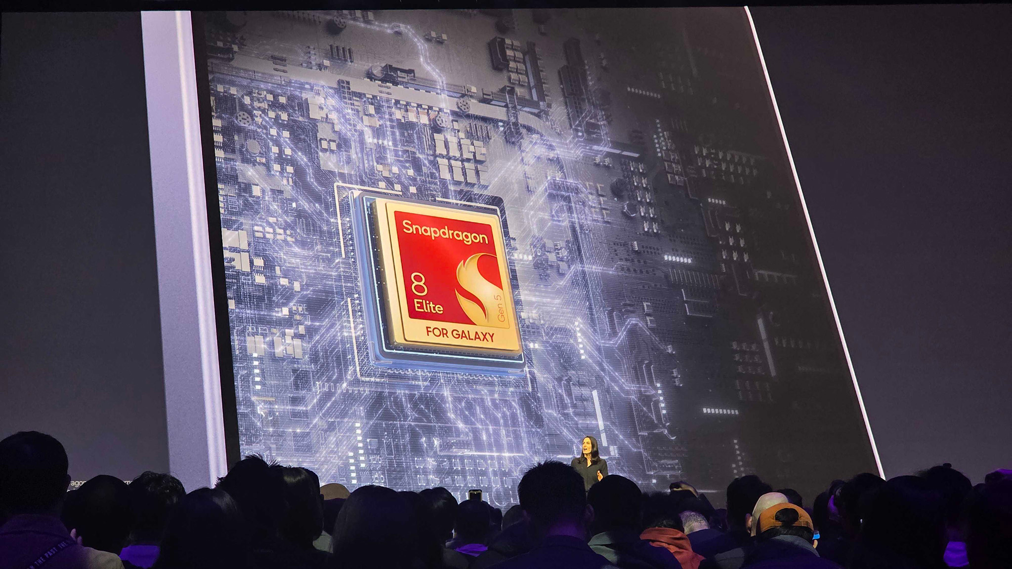 Snapdragon 8 Elite Gen 5 CPU on stage at Galaxy Unpacked February 2026