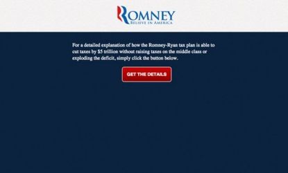 When users try to click for more details on Mitt Romney's tax plan, the red button scoots out of reach.