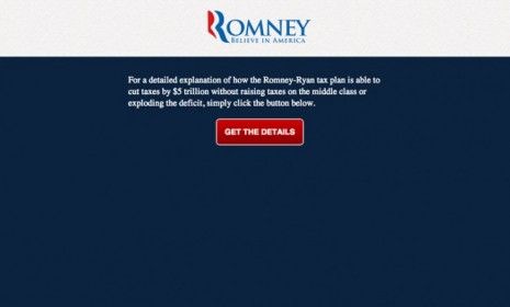 When users try to click for more details on Mitt Romney&amp;#039;s tax plan, the red button scoots out of reach.