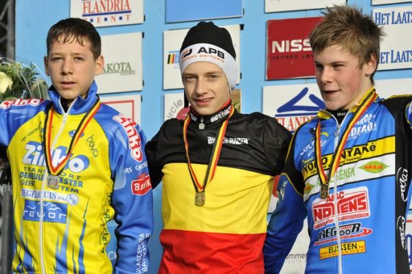On the Newcomer second year podium: Nicolas Cleppe, Quinten Hermans and Kyle De Proost