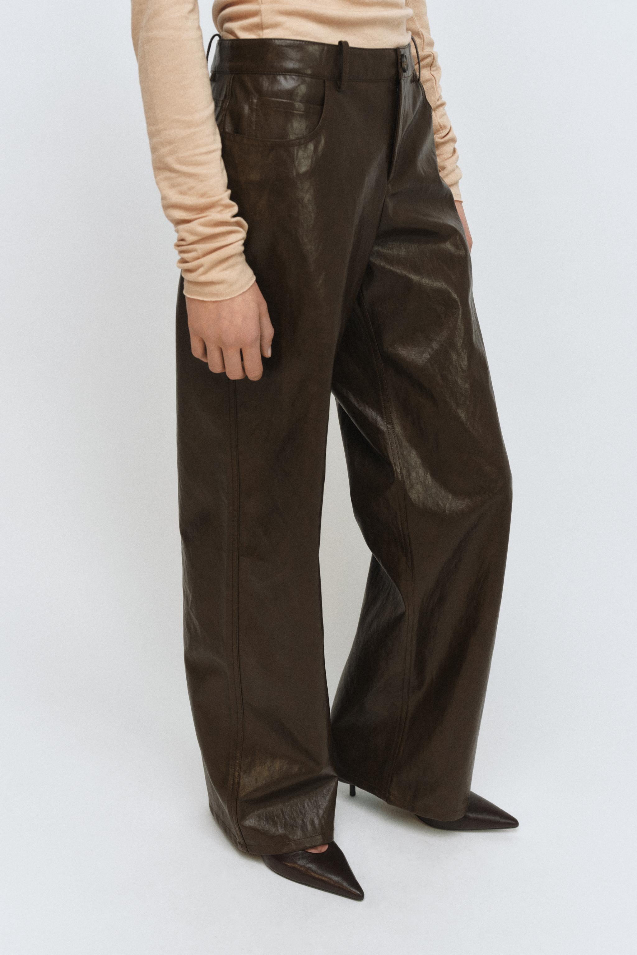 Zw Collection Faux Leather Straight Leg Pants