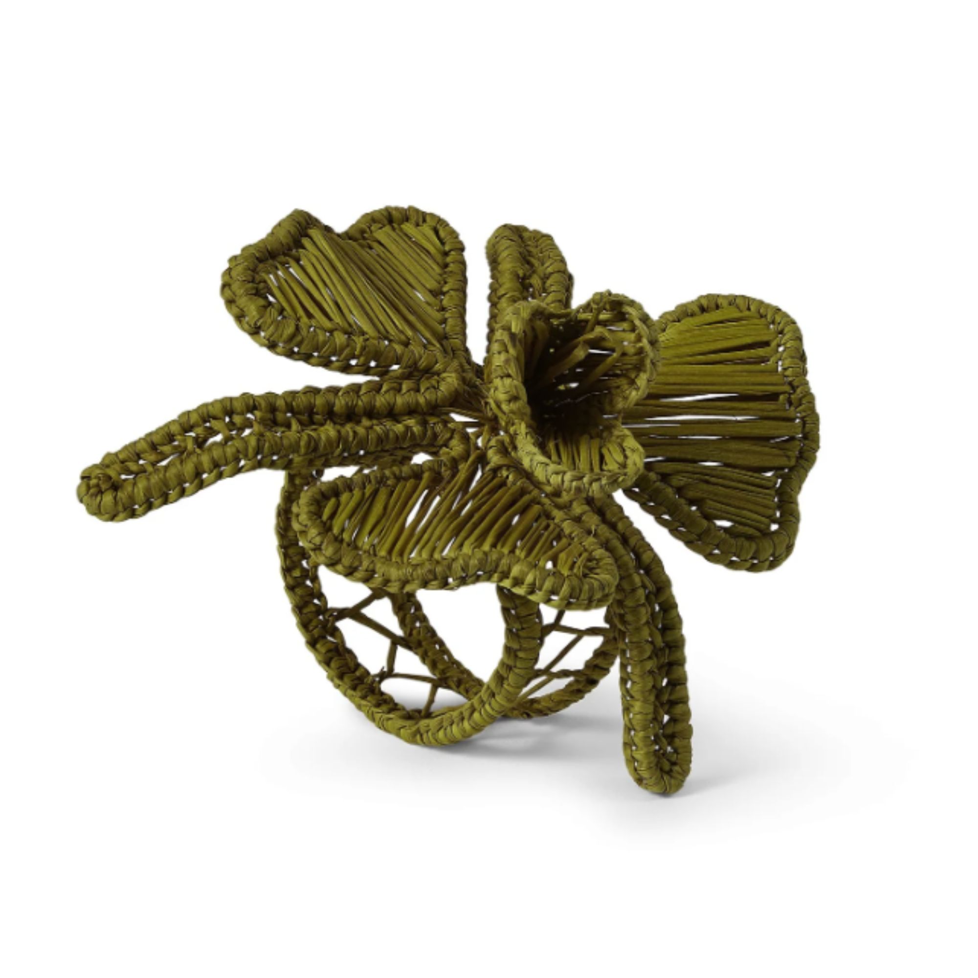 Green woven orchid napkin ring