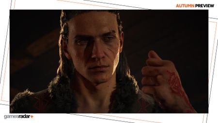 Coen looks at his closed fist in The Blood of Dawnwalker, with the GamesRadar+ Autumn Preview frame