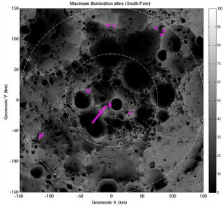 The Lunar Reconnaissance Orbiter, using precise measurements of topography, has allowed scientists to map the high elevation at the lunar poles are constantly exposed to the sun.