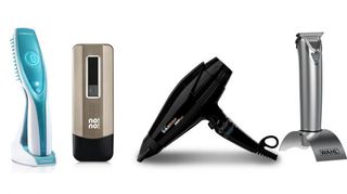 Left to right: Hairmax Lasercomb, No! No! Hair Pro, BaByliss Brava Dryer, Wahl Lithium Grooming Station