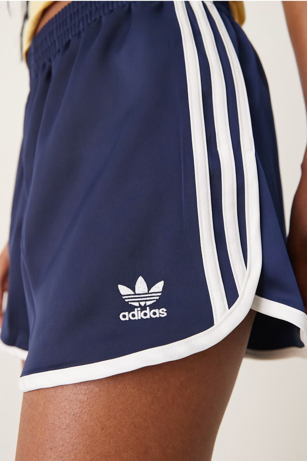 adidas Originals 3 stripe sprinter shorts in navy