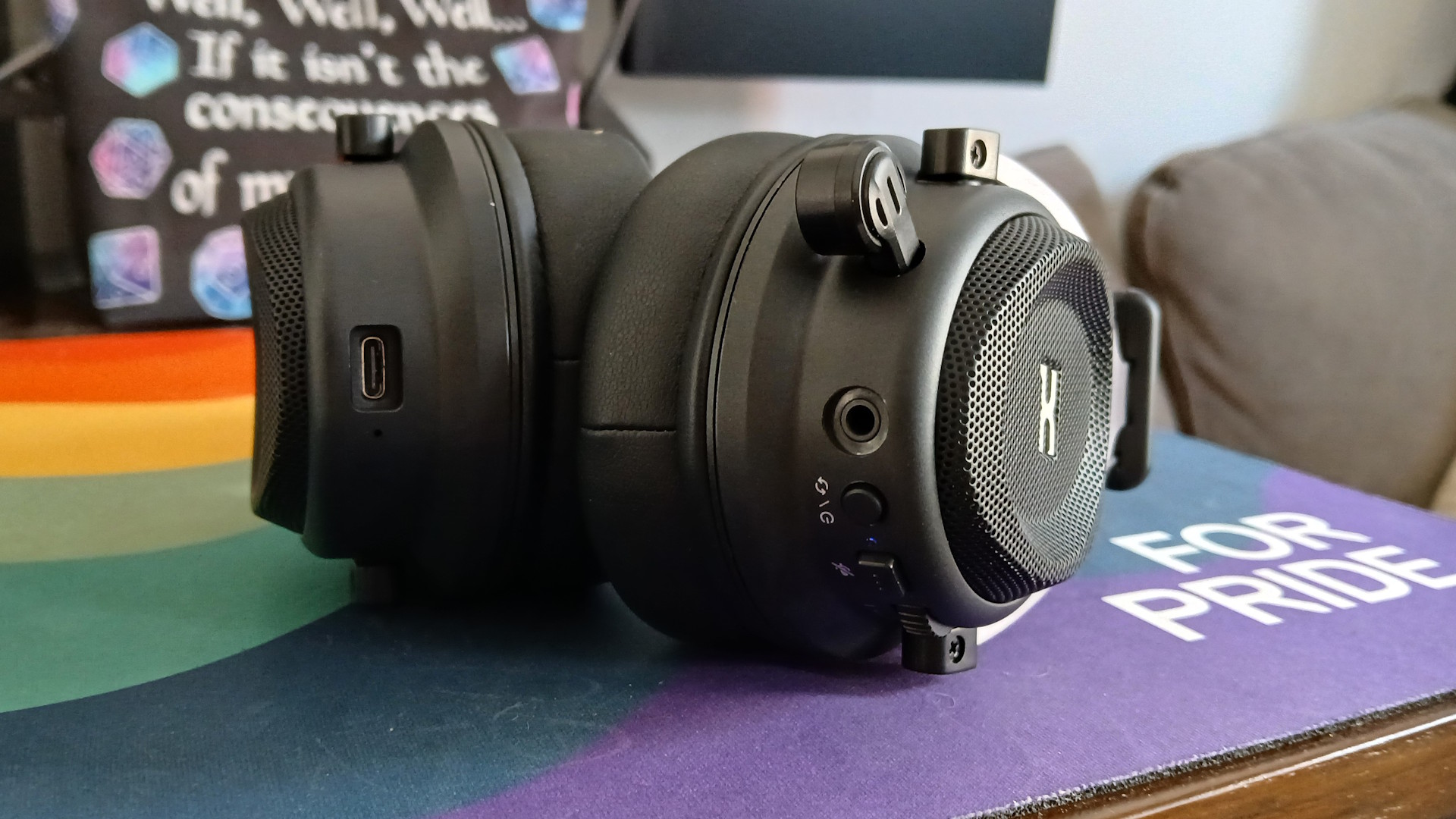 A PowerColor gaming headset outside and on its packaging.