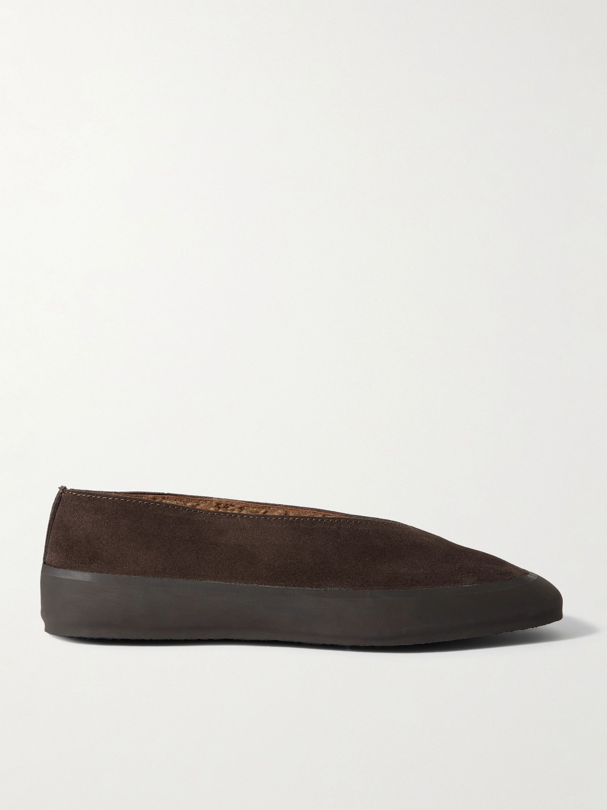 Le Monde Beryl, Shearling-Lined Suede Ballet Flats