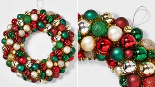 red green and gold shatterproof bauble best christmas wreath