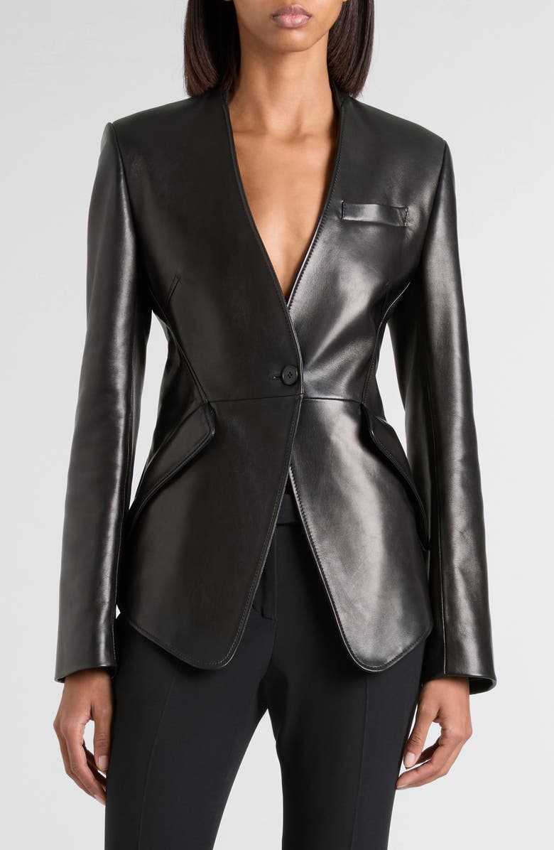 Tailored Peplum Leather Jacket