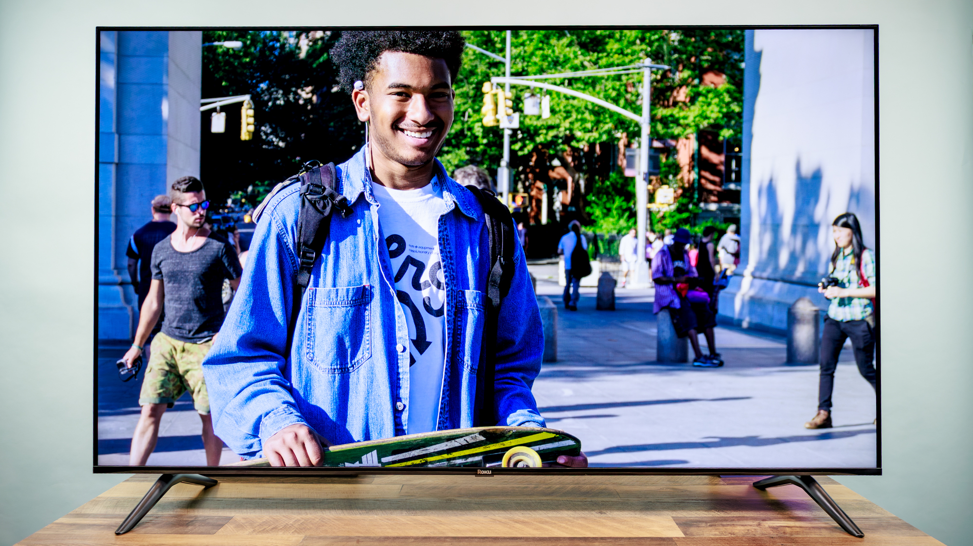 Roku 65-inch Class Select Series 4K QLED (2026) TV on a desk