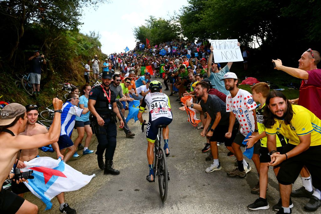LES PRAERESNAVA SPAIN AUGUST 28 Louis Meintjes of South Africa and Team Intermarch Wanty Gobert Matriaux competes in the breakaway during the 77th Tour of Spain 2022 Stage 9 a 1714km stage from Villaviciosa to Les Praeres Nava 743m LaVuelta22 WorldTour on August 28 2022 in Les Praeres Nava Spain Photo by Tim de WaeleGetty Images
