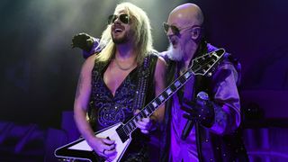[L-R] Richie Faulkner and Rob Halford of Judas Priest
