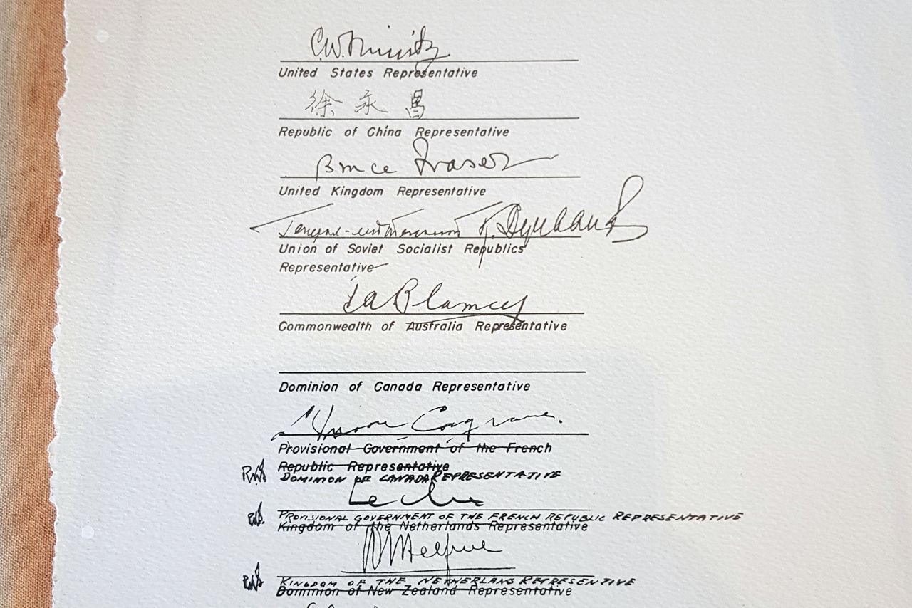 Canada&rsquo;s representative signed the document in the wrong place, leading to some hasty crossings-out