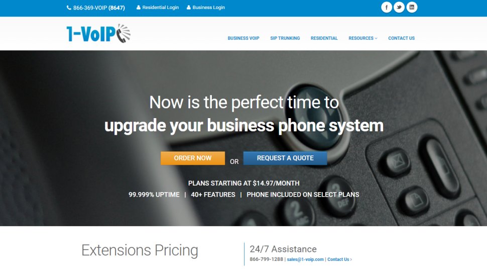 Website screenshot for 1-VoIP