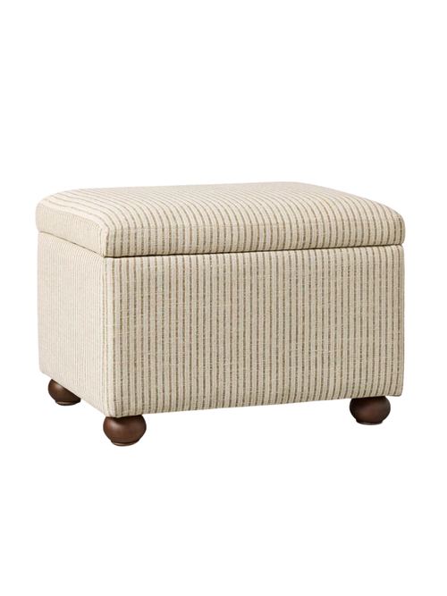 Storage Ottoman Linen/Rust Striped 