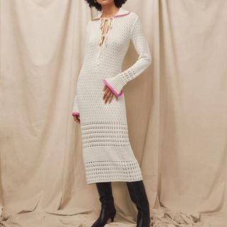 KITRI Studio Delilah Ivory Crochet Knit Dress