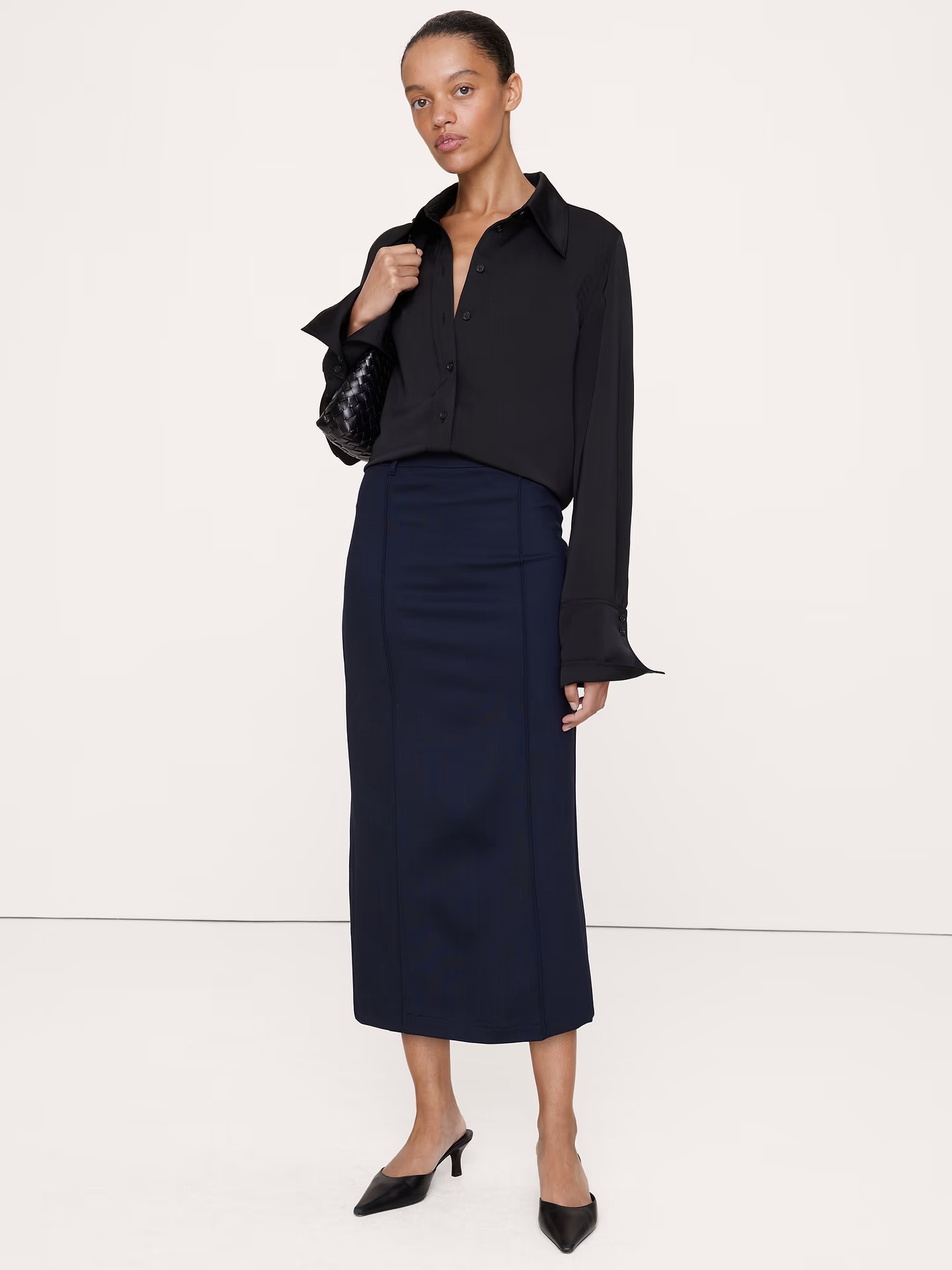 Ponte Pintuck Pencil Skirt