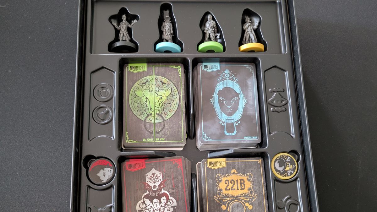 Unmatched: Cobble &amp; Fog character tokens and cards within the box