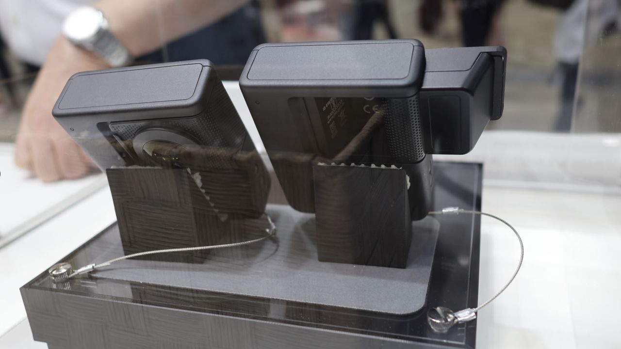 Canon Powershot concept 360-degree camera in display case at Photo Next Show 2023 in Japan