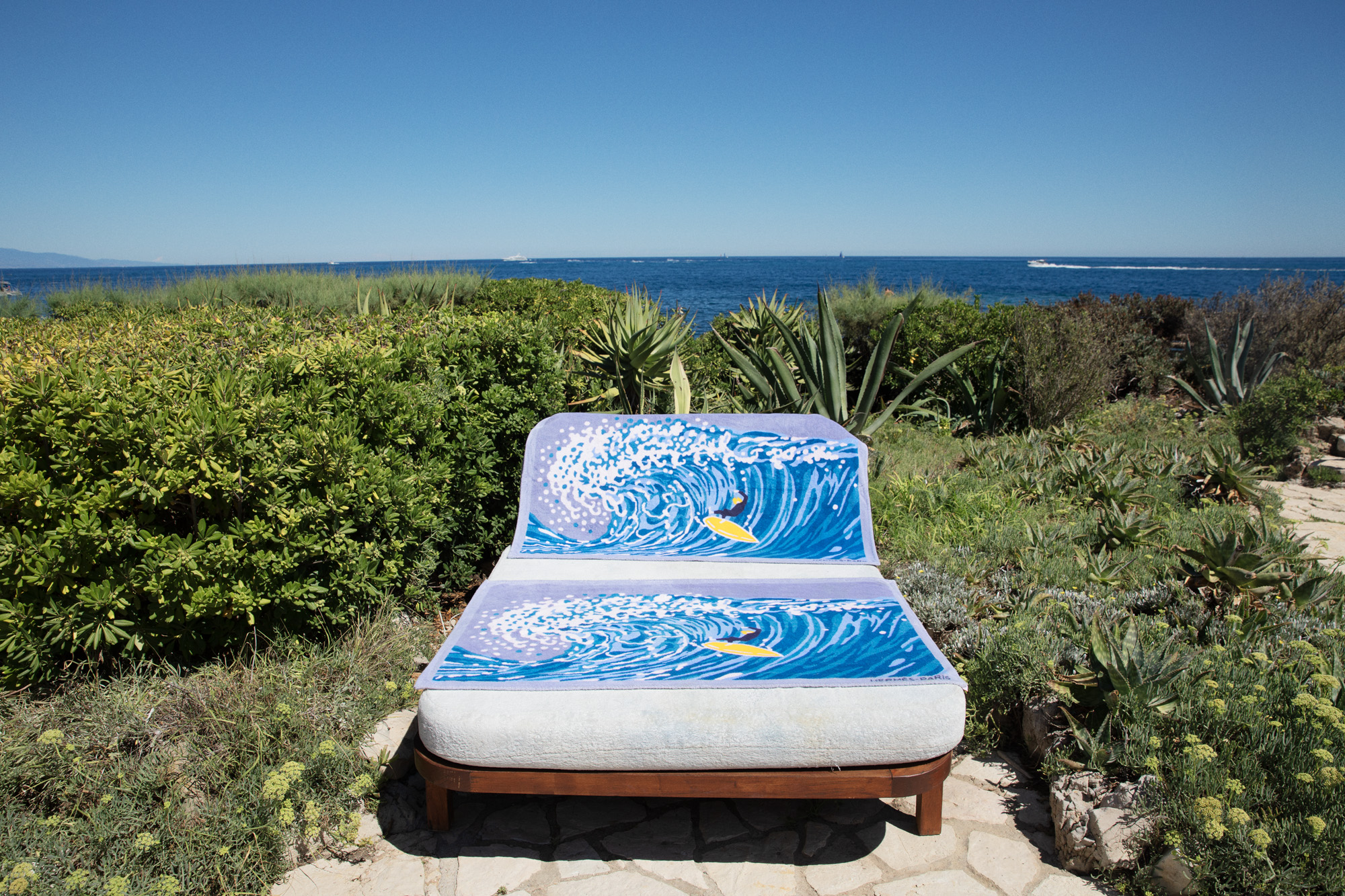 Hermes beach towel in the landscape