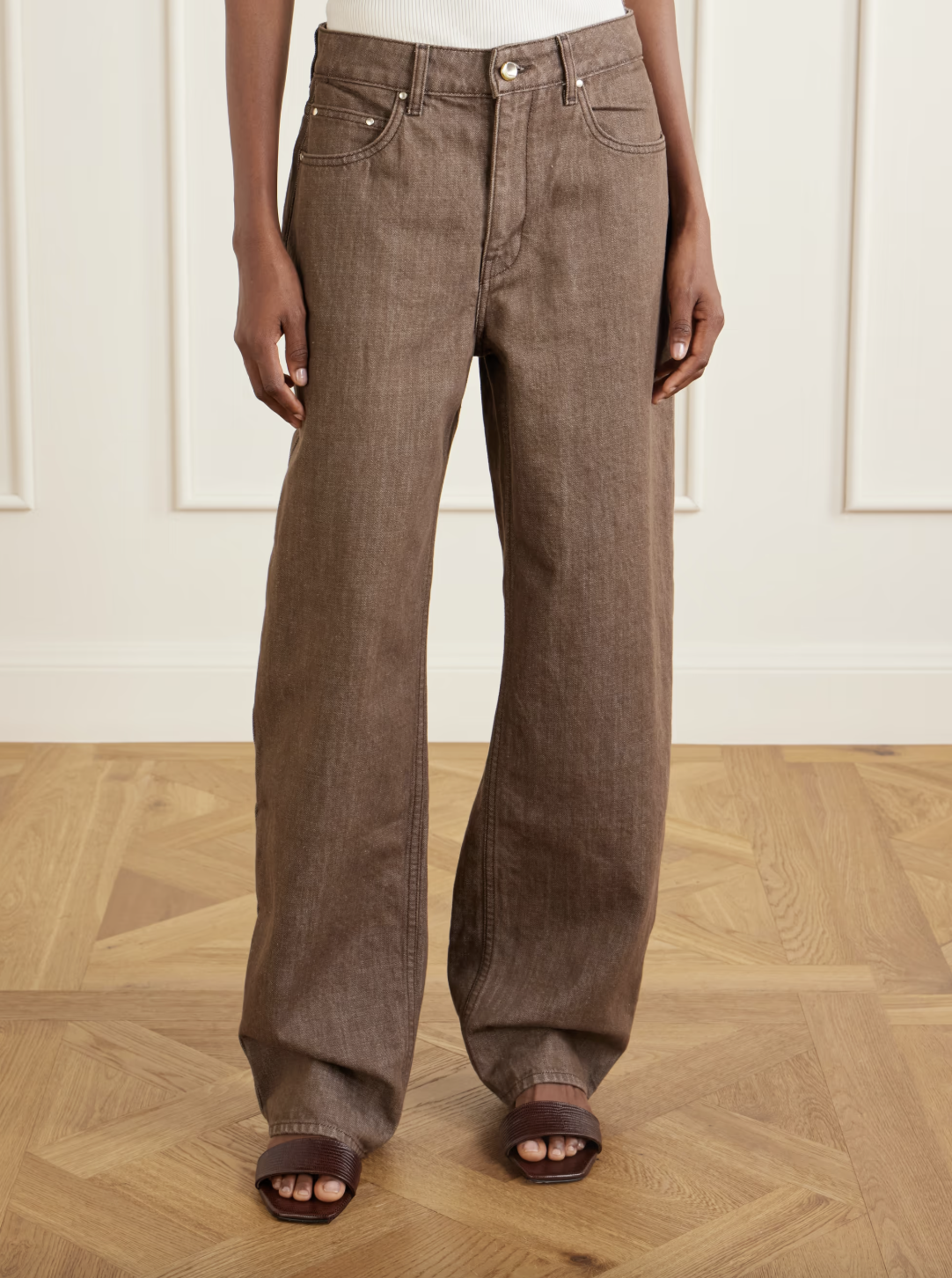 brown denim jeans
