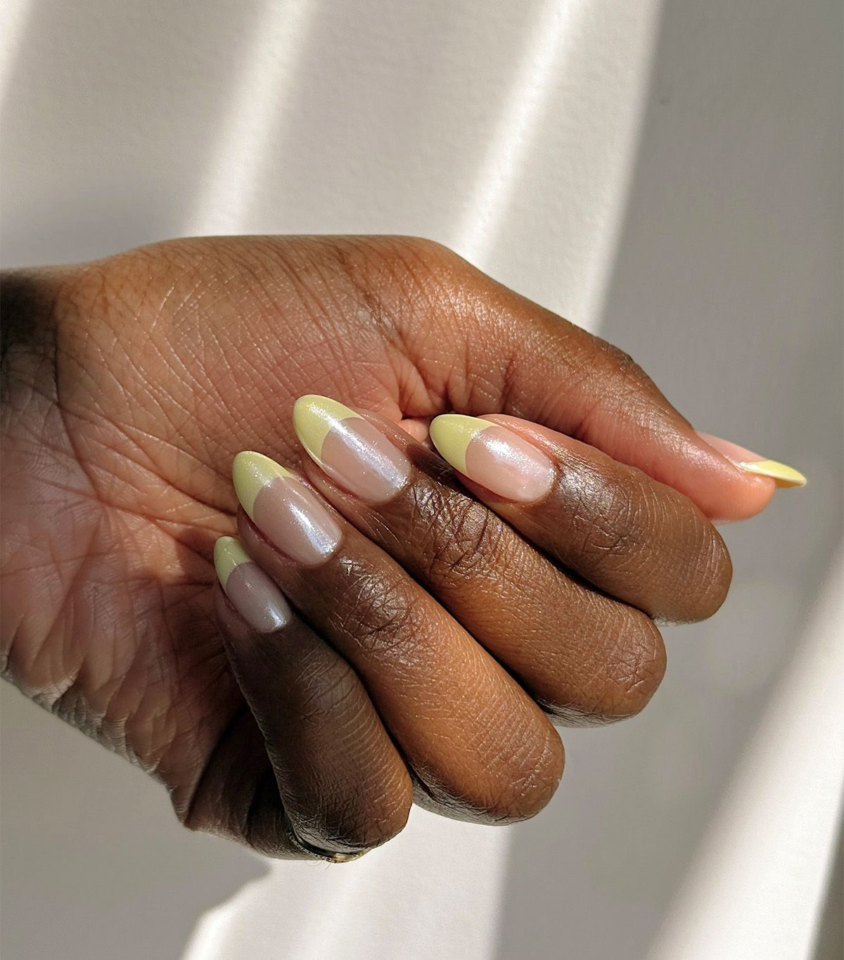 Glazed butter yellow French manicure by Queenie Nguyen.