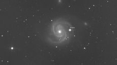 A preview of the dwarf planet Ceres "meeting" spiral galaxy Messier 100 in the night sky