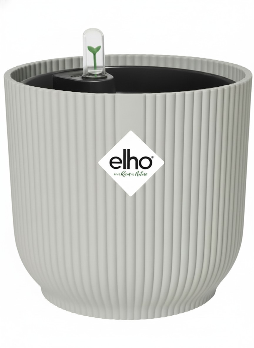 elho, Elho Vibes Fold Round Flower Pot With Self Watering Insert - 100% Recycled Plastic - Plant Pots Indoor - &amp;Oslash; 22 Cm - White/silky White
