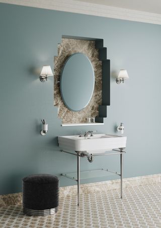 Bathroom basin and floor tiles