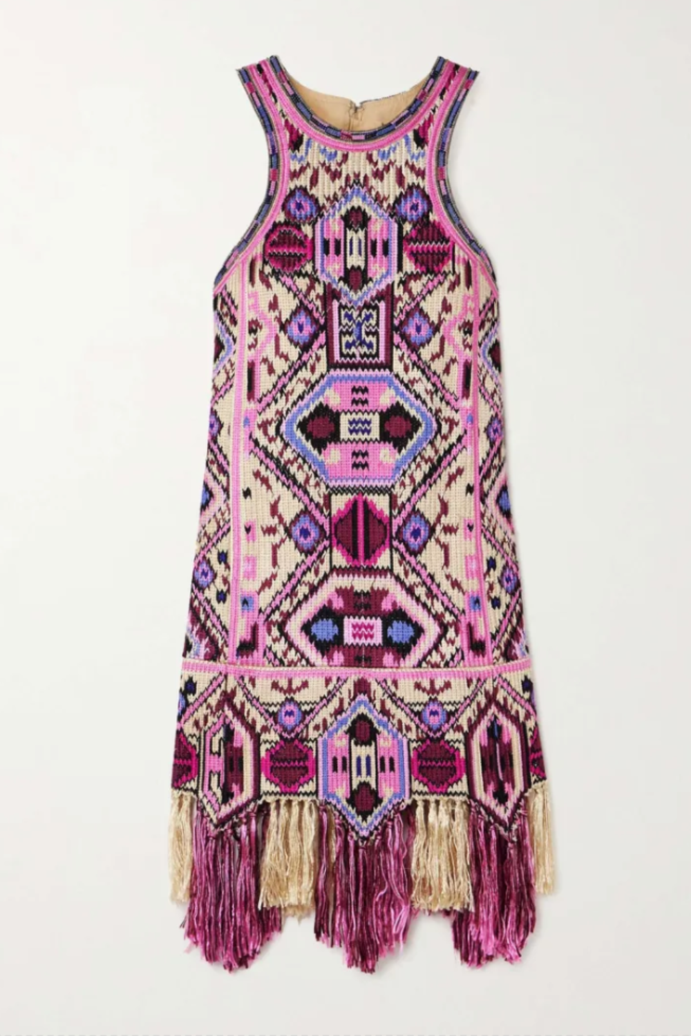 ISABEL MARANT, Yasmine Fringed Embellished Embroidered Silk Mini Dress
