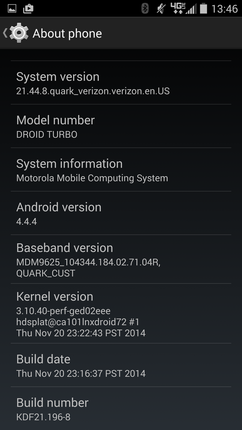 Droid Turbo VoLTE update