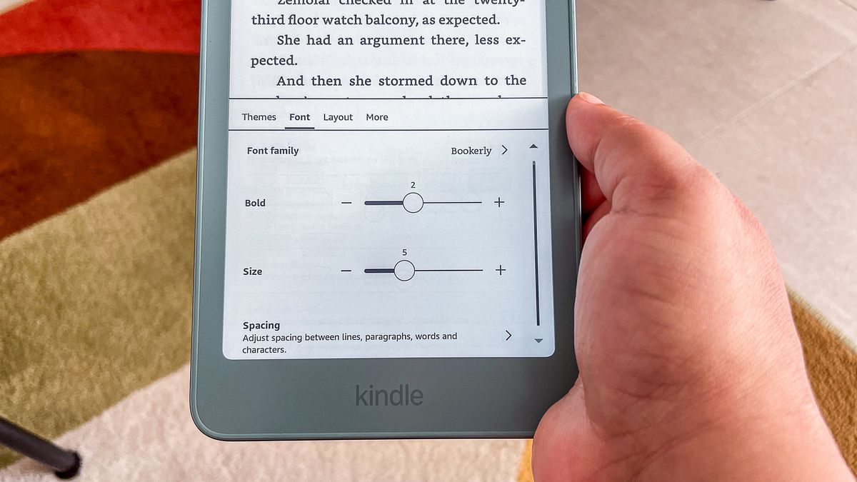 Font settings on the Amazon Kindle 2026