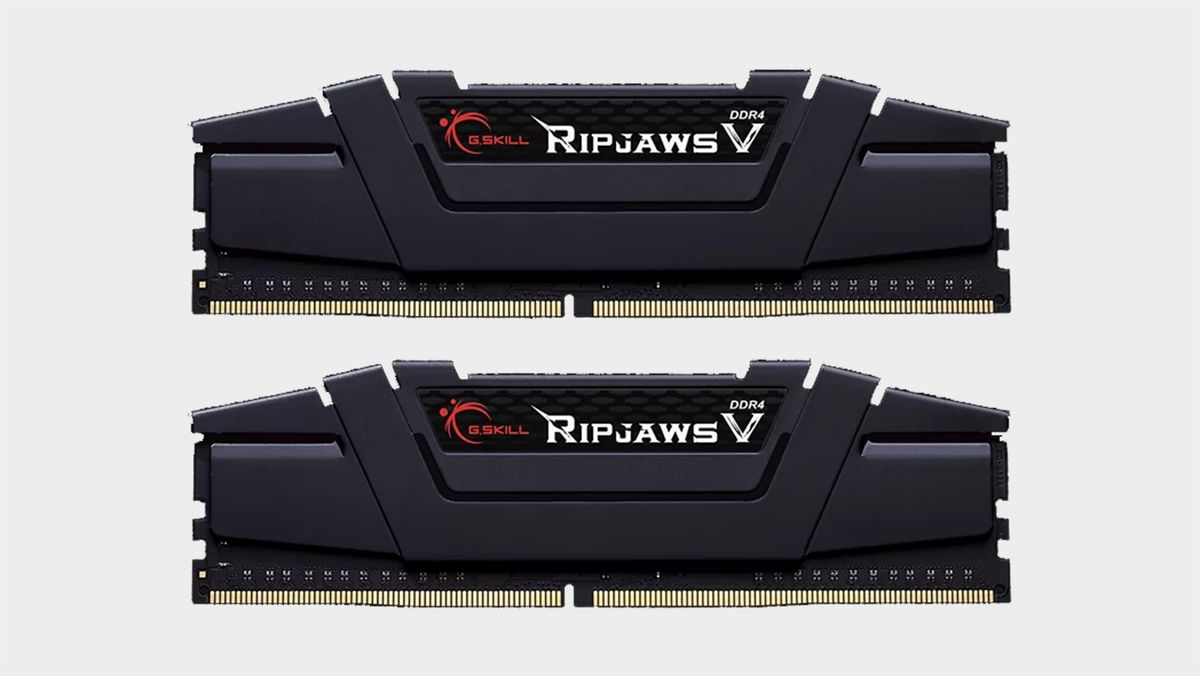 G.Skill Ripsaw V DDR4 RAM on a grey background