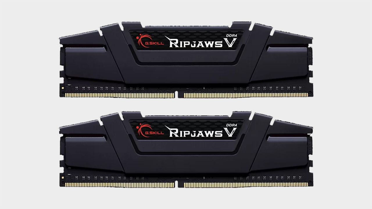 G.Skill Ripsaw V DDR4 RAM on a grey background