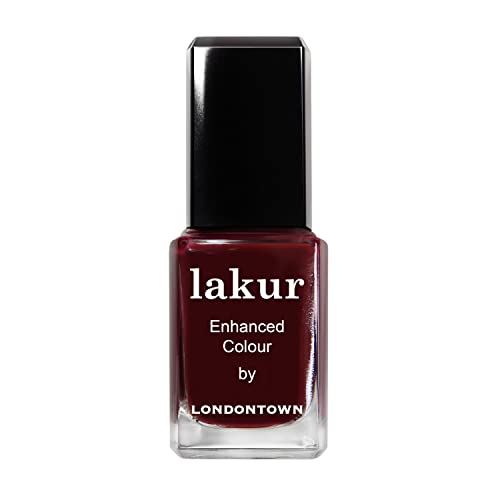 Londontown Lakur Nail Polish - Chip-Resistant, Non-Toxic, Conditions &amp;amp; Hydrates Nails | Glossy Blackened Purple, Elderberry, .40 Fl Oz