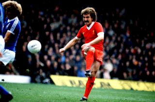 Graeme Souness playing for Liverpool against Ipswich Town in 1980