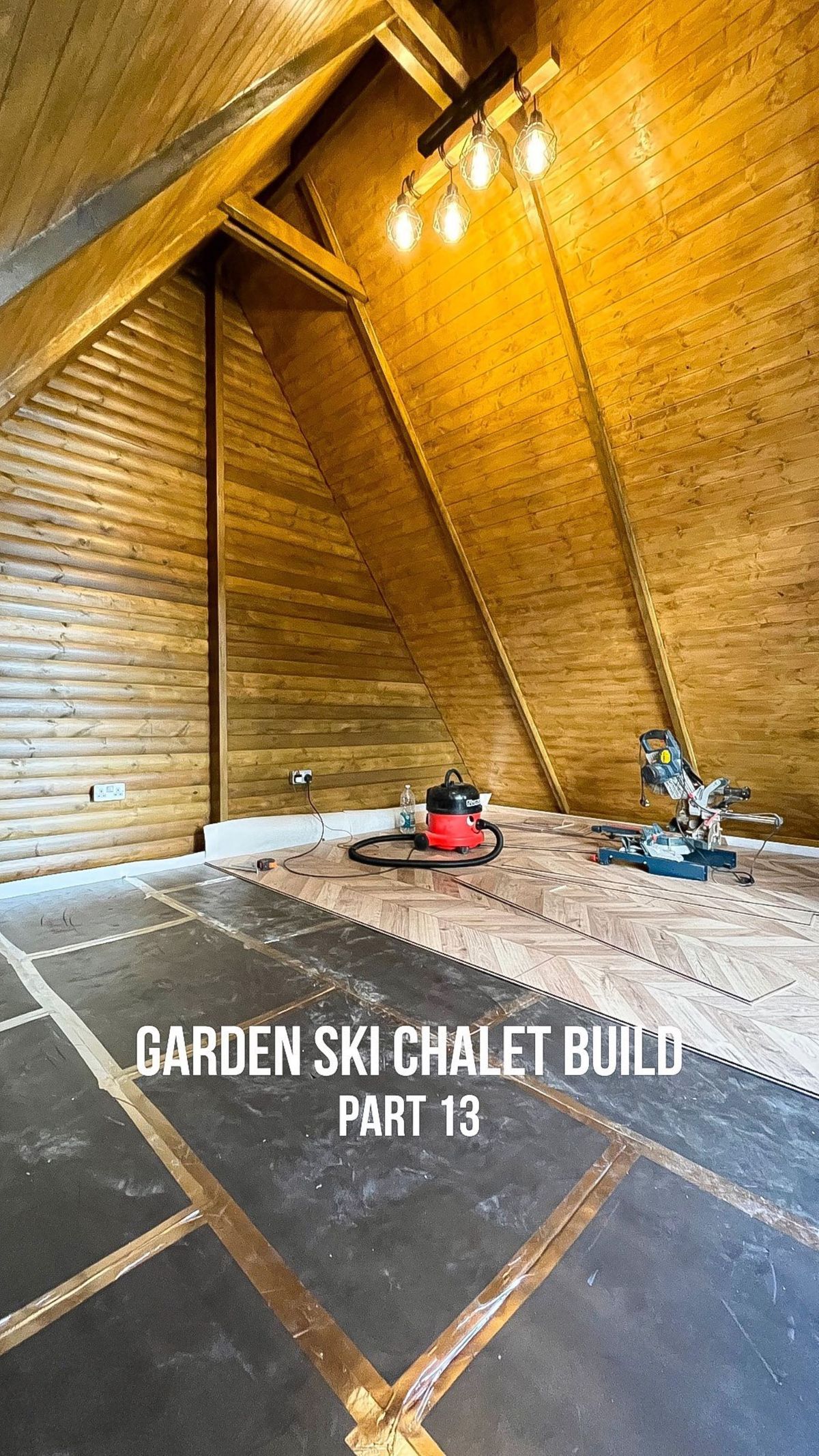 The inside of the shed before the furniture is installed shows tall rooms and internal wood panelled walls