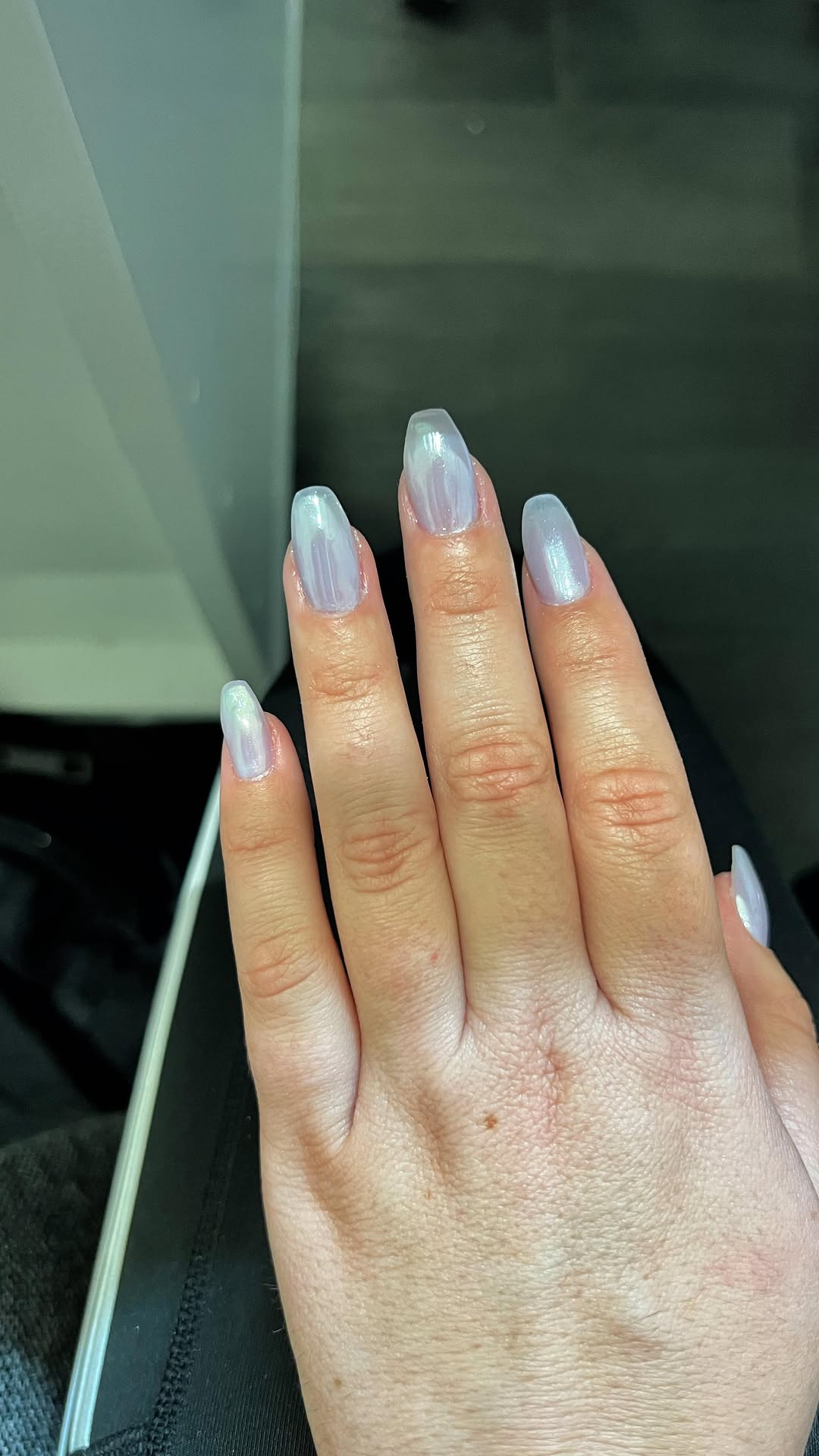 Ballerina nails with a chrome finish