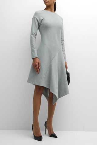 Natori Asymmetric A-Line Jersey Midi Dress