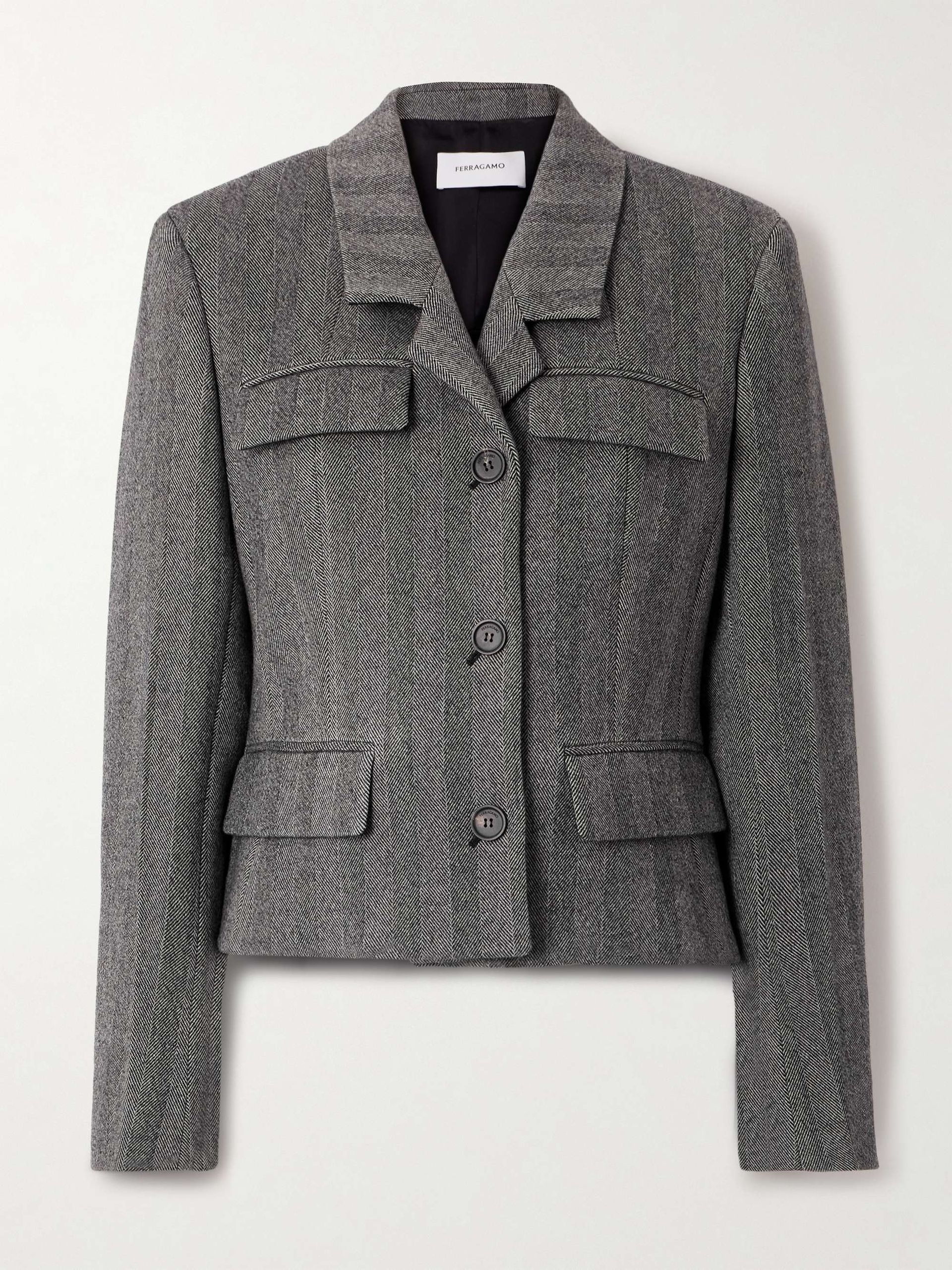 Herringbone Wool-Blend Blazer