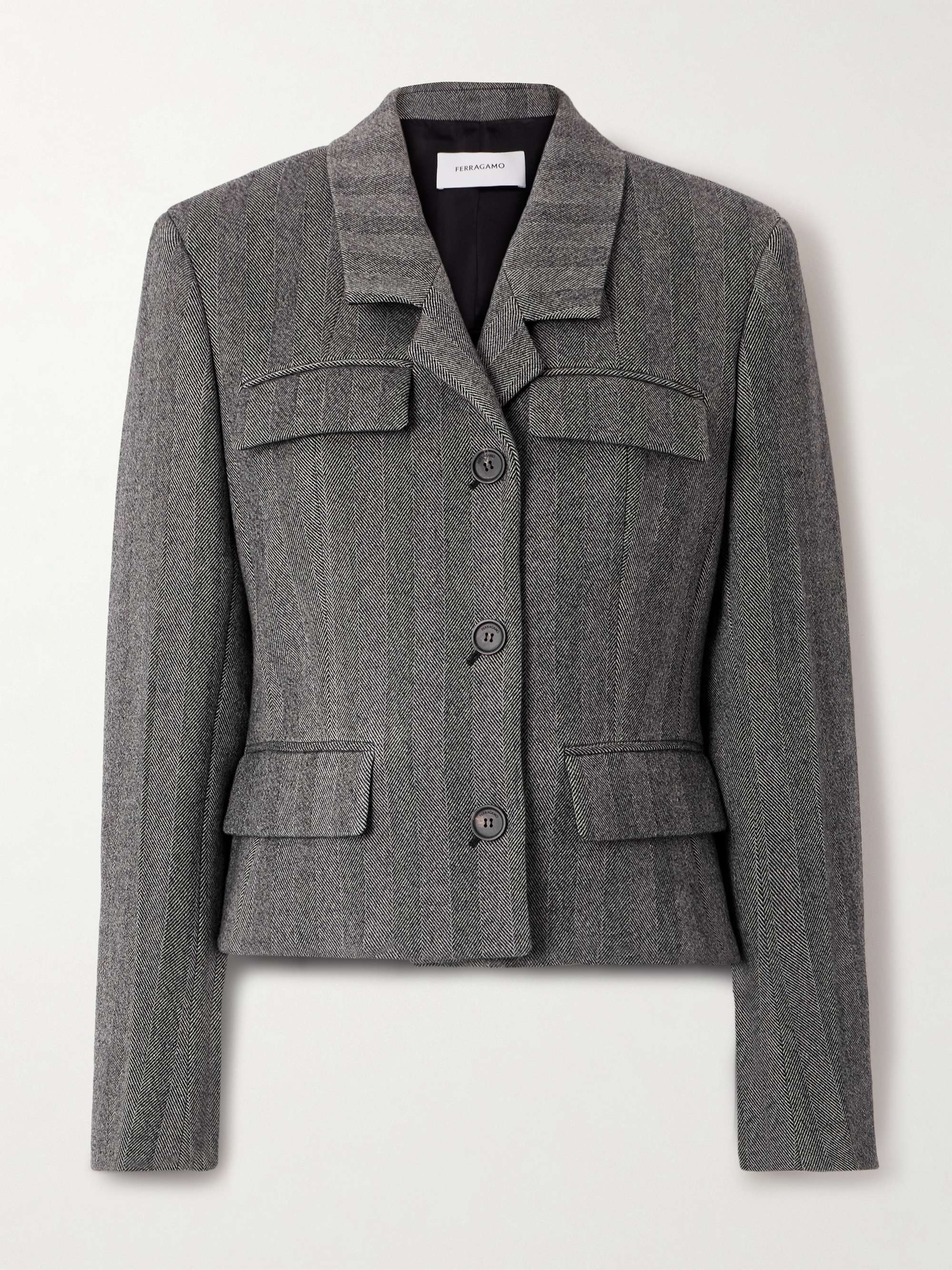 Herringbone Wool-Blend Blazer
